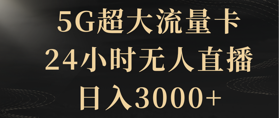 （8304期）5G超大流量卡，24小时无人直播，日入3000+-桐创网