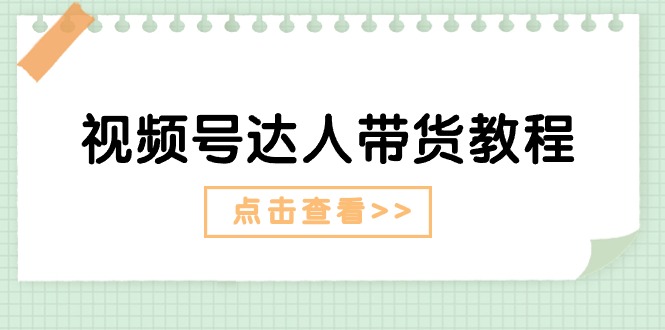 （11162期）视频号达人带货教程：达人剧情打法（长期）+达人带货广告（短期）-桐创网