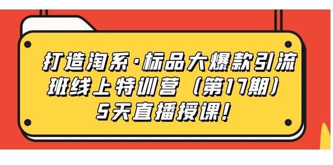 （7226期）打造淘系·标品大爆款引流班线上特训营（第17期）5天直播授课！-桐创网