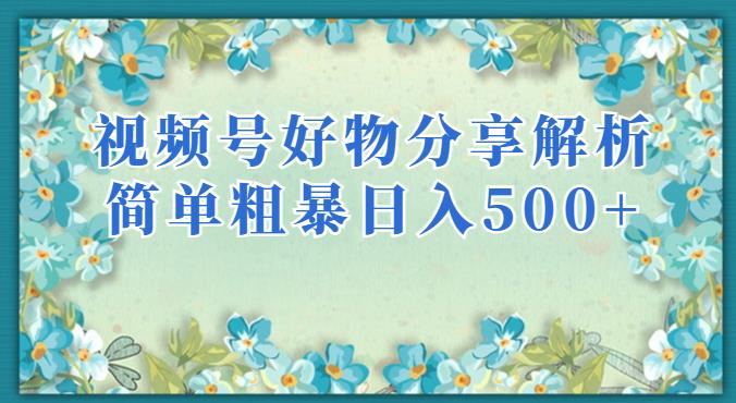 视频号好物分享解析，简单粗暴可以批量方大的项目【揭秘】-桐创网