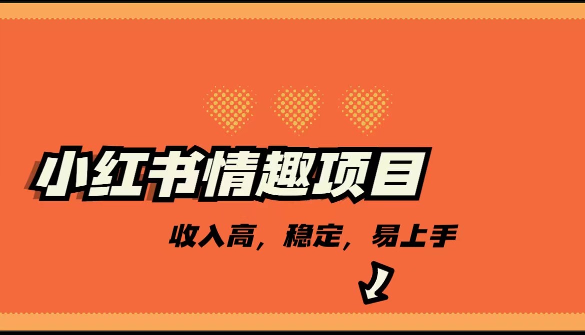 最新小红书情趣项目，市场大，日入千+，持续稳定收入-桐创网