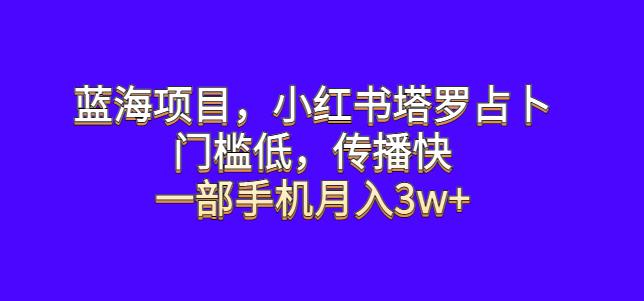 蓝海项目，小红书塔罗占卜，门槛低，传播快，一部手机月入3w+【揭秘】-桐创网