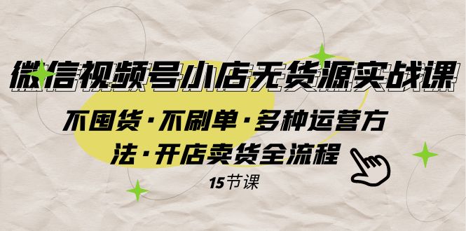 微信视频号小店无货源实战 不囤货·不刷单·多种运营方法·开店卖货全流程-桐创网