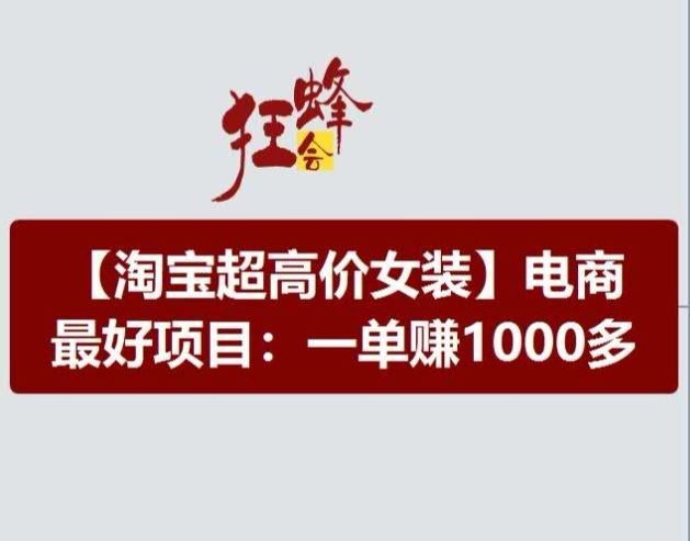 淘宝超高价女装项目，电商最好赛道，一单赚1000多-桐创网