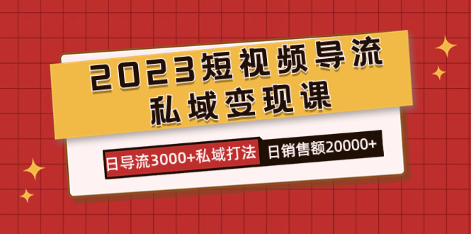 （7550期）2023短视频导流·私域变现课，日导流3000+私域打法  日销售额2w+-桐创网