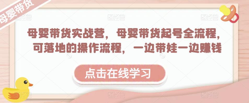 母婴带货实战营，母婴带货起号全流程，可落地的操作流程，一边带娃一边赚钱（附素材）-桐创网