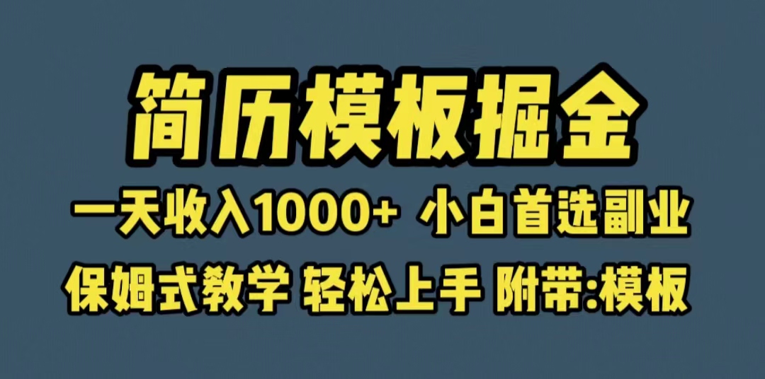 （6467期）靠简历模板赛道掘金，一天收入1000+小白首选副业，保姆式教学（教程+模板）-桐创网