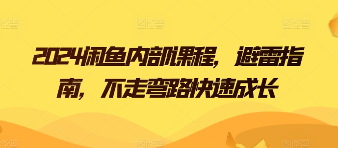 2024闲鱼内部课程，避雷指南，不走弯路快速成长-桐创网