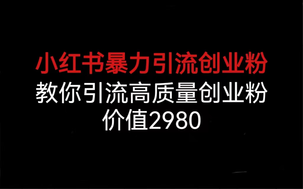 （6779期）小红书暴力引流创业粉，教你引流高质量创业粉，价值2980-桐创网