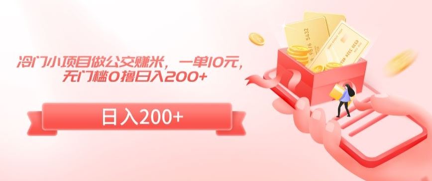 冷门小项目做公交赚米，一单10元，无门槛0撸日入200+【揭秘】-桐创网