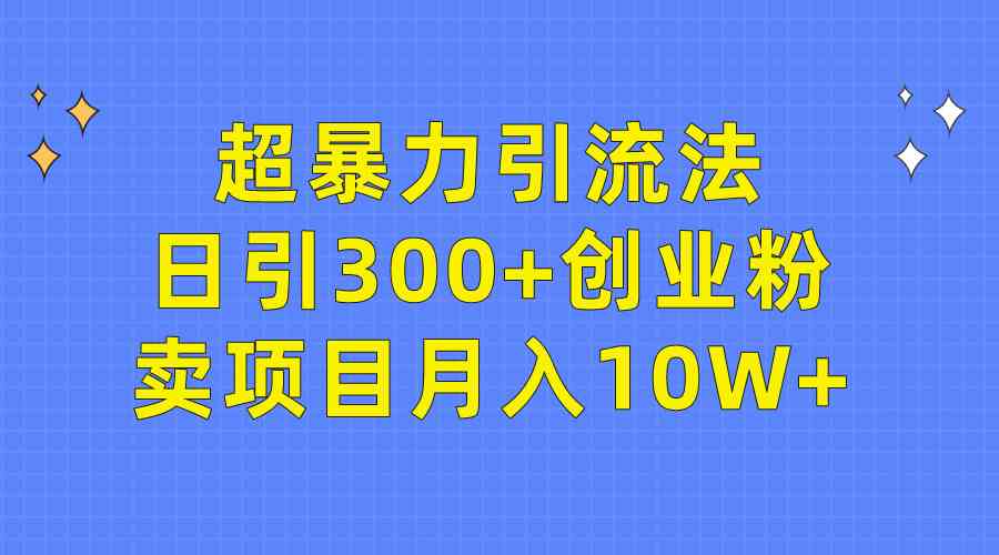 （9954期）超暴力引流法，日引300+创业粉，卖项目月入10W+-桐创网