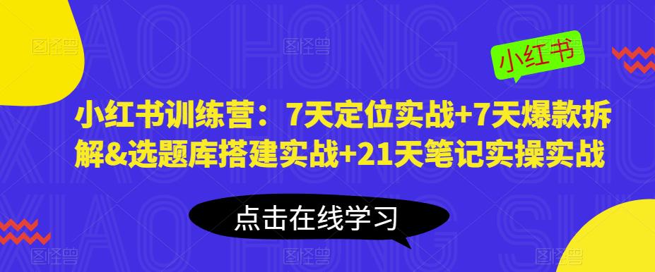 小红书训练营：7天定位实战+7天爆款拆解&选题库搭建实战+21天笔记实操实战-桐创网