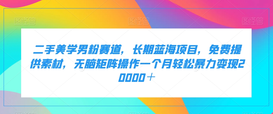 二手美学男粉赛道，长期蓝海项目，无脑矩阵操作一个月轻松暴力变现20000＋-桐创网