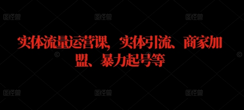 实体流量运营课，实体引流、商家加盟、暴力起号等-桐创网