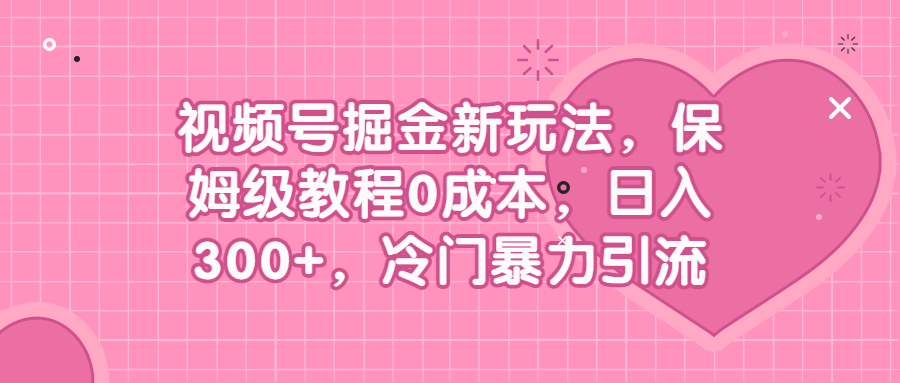 （6802期）视频号掘金新玩法，保姆级教程0成本，日入300+，冷门暴力引流-桐创网