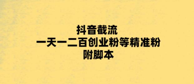 （5920期）最新抖音截流玩法，一天轻松引流一二百创业精准粉，附脚本+玩法-桐创网