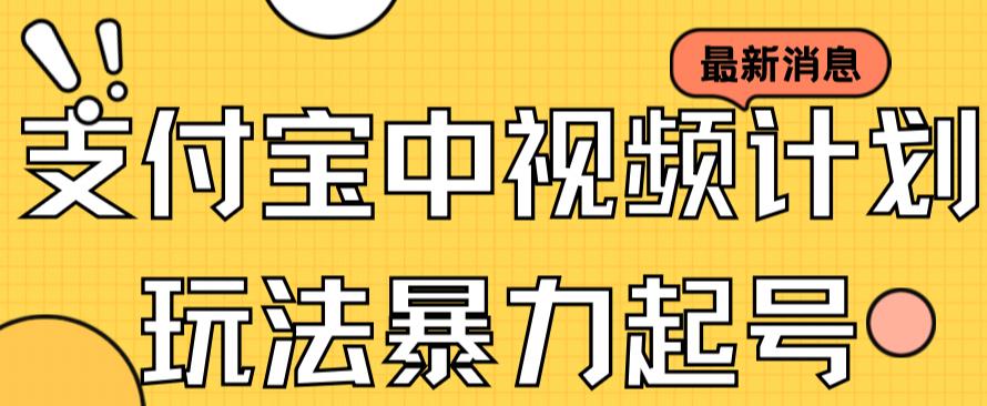 （7218期）支付宝中视频玩法暴力起号影视起号有播放即可获得收益（带素材）-桐创网