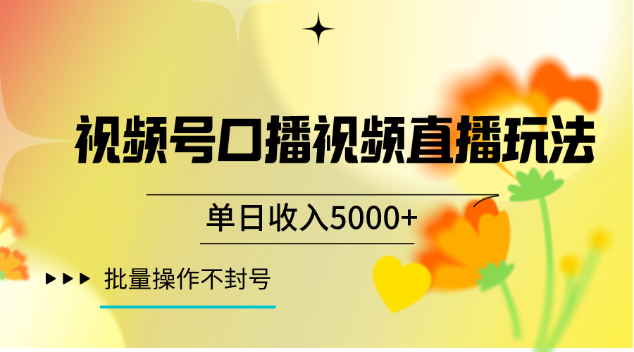 视频号口播视频直播玩法单日收入5000+，一种可以单号持续操作的玩法-桐创网