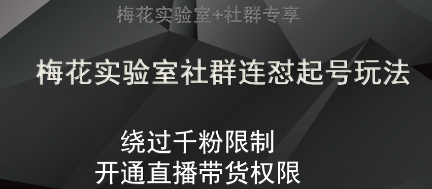 梅花实验室社群连怼起号玩法，视频号绕过千粉限制，开通直播带货权限【揭秘】-桐创网