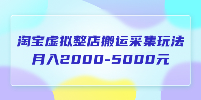 （5931期）淘宝虚拟整店搬运采集玩法分享课：月入2000-5000元（5节课）-桐创网