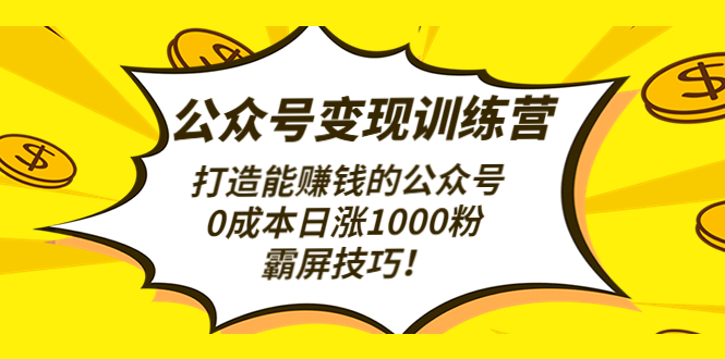 （4585期）公众号变现训练营（第3期）打造能赚钱的公众号，0成本日涨1000粉，霸屏技巧-桐创网