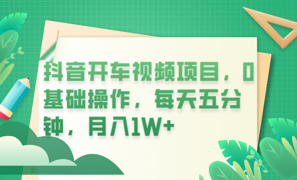 （6199期）抖音开车视频项目，0基础操作，每天五分钟，月入1W+-桐创网