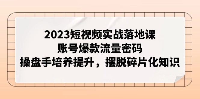 2023短视频实战落地课，账号爆款流量密码，操盘手培养提升，摆脱碎片化知识-桐创网