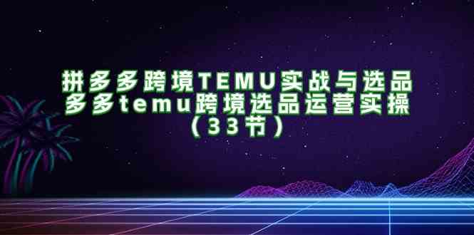 拼多多跨境TEMU实战与选品，多多temu跨境选品运营实操（33节）-桐创网