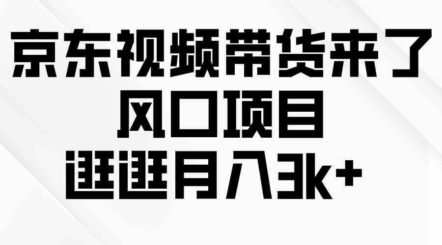 （10025期）京东短视频带货来了，风口项目，逛逛月入3k+-桐创网