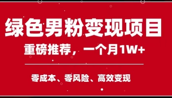 手机操作，月入1W以上副业领袖绿色男粉高客单价项目-桐创网