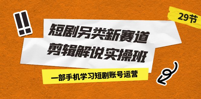 短剧另类新赛道剪辑解说实操班：一部手机学习短剧账号运营（29节 价值500）-桐创网