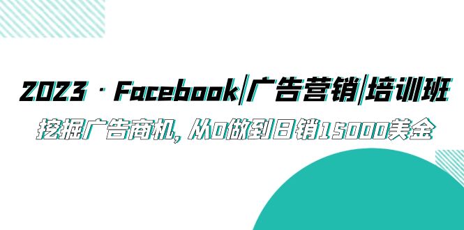 （5583期）2023·Facebook|广告营销|培训班，挖掘广告商机，从0做到日销15000美金-桐创网