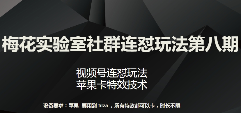 梅花实验室社群连怼玩法第八期，视频号连怼玩法 苹果卡特效技术-桐创网