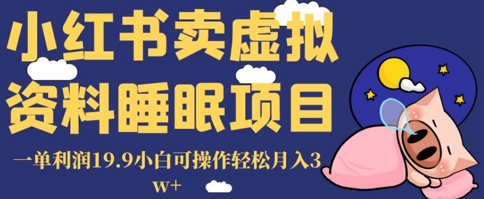 小红书卖虚拟资料睡眠项目，一单利润19.9小白可操作轻松月入3w+【揭秘】-桐创网