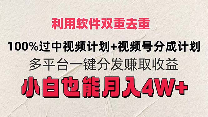 （11862期）利用软件双重去重，100%过中视频+视频号分成计划小白也可以月入4W+-桐创网