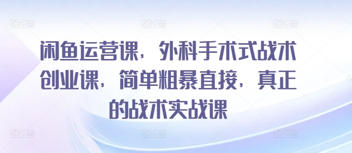 闲鱼运营课，外科手术式战术创业课，简单粗暴直接，真正的战术实战课-桐创网