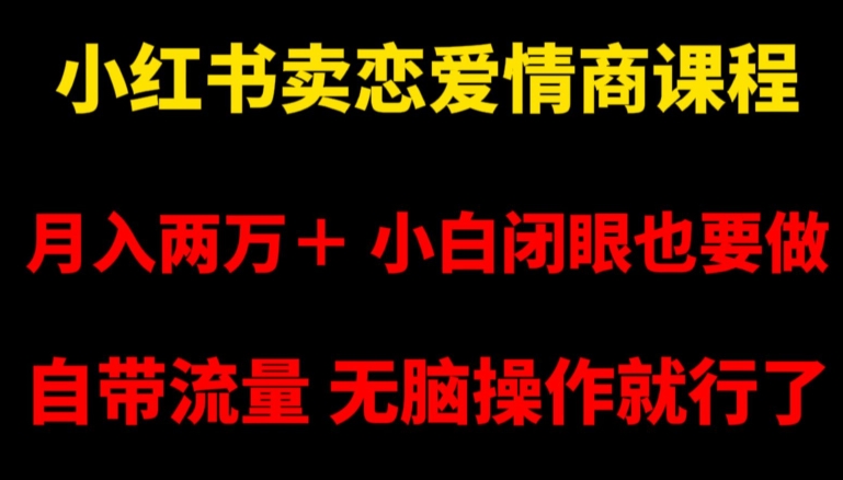 小红书卖恋爱情商课程，月入两万＋，小白闭眼也要做，自带流量，无脑操作就行了【揭秘】-桐创网