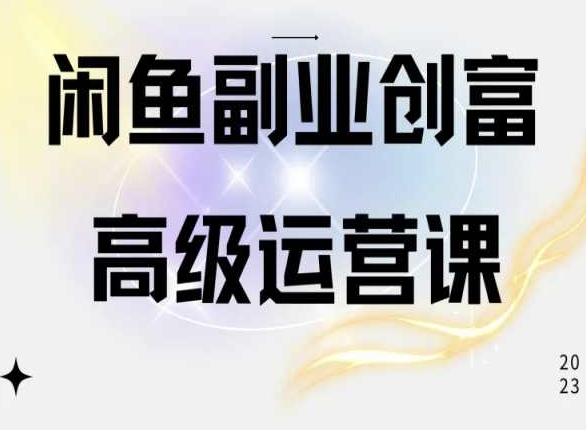 闲鱼电商运营高级课程，一部手机学会闲鱼开店赚钱-桐创网