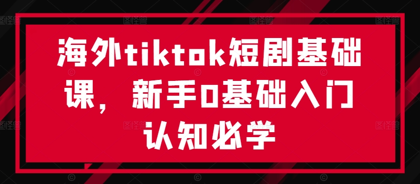 海外tiktok短剧基础课，新手0基础入门认知必学-桐创网