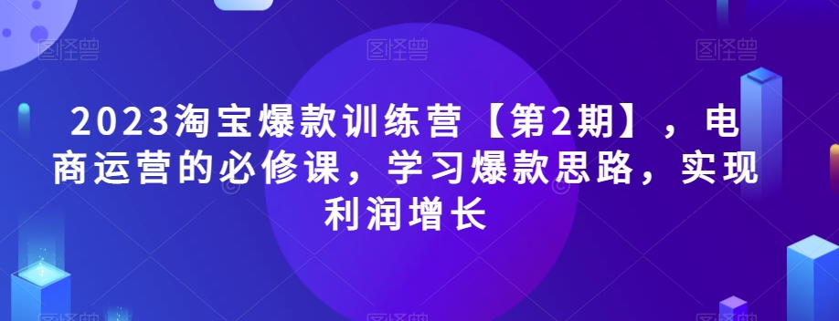 2023淘宝爆款训练营【第2期】，电商运营的必修课，学习爆款思路，实现利润增长-桐创网