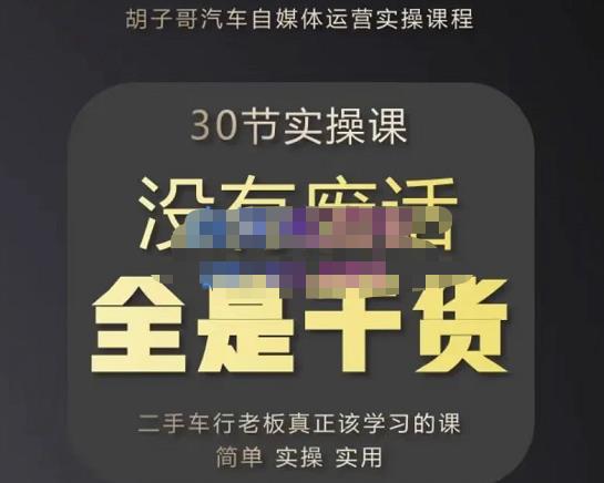 胡子哥·汽车自媒体运营实操课，汽车新媒体二手车短视频运营教程-价值8888元-桐创网