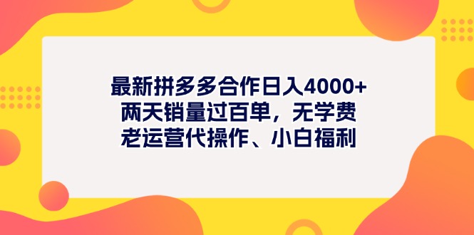 （11410期）最新拼多多项目日入4000+两天销量过百单，无学费、老运营代操作、小白福利-桐创网