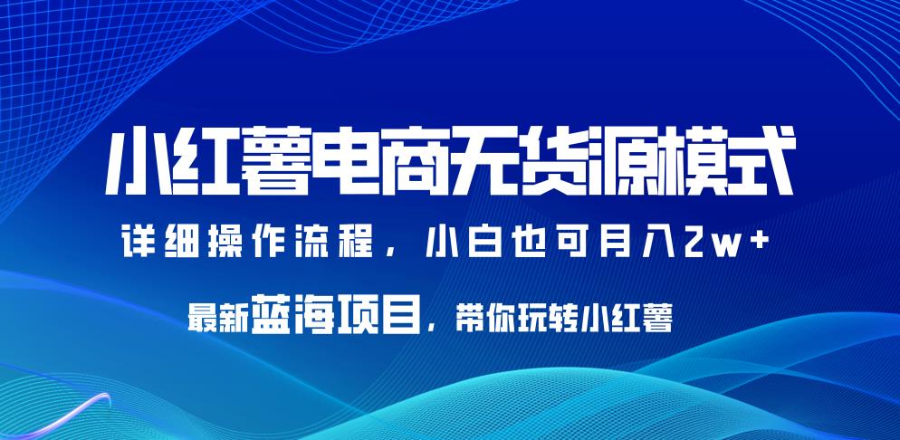 小红薯电商无货源模式，最新蓝海项目，带你玩转小红薯，小白也可月入2w+【揭秘】-桐创网