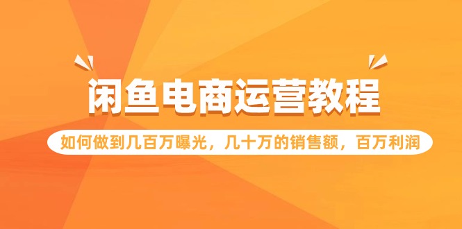 闲鱼电商运营教程：如何做到几百万曝光，几十万的销售额，百万利润-桐创网