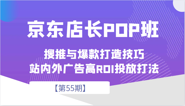 京东店长POP班【第55期】，京东搜推与爆款打造技巧，站内外广告高ROI投放打法-桐创网