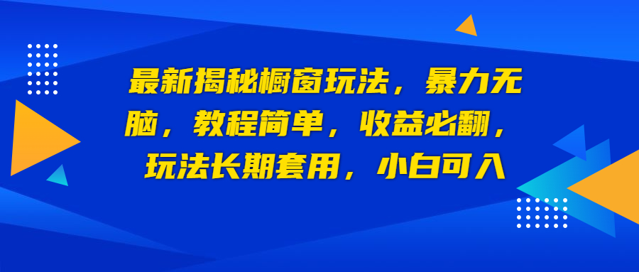 （6649期）最新揭秘橱窗玩法，暴力无脑，收益必翻，玩法长期套用，小白可入-桐创网